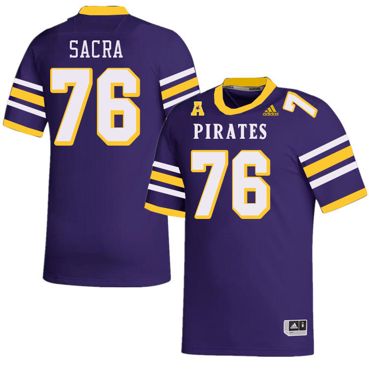 Men #76 Jacob Sacra ECU Pirates College Football Jerseys Stitched-Throwback